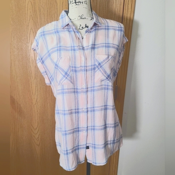 Rails Tops - Rails Whitney plaid baby pink blue short sleeved button up casual shirt